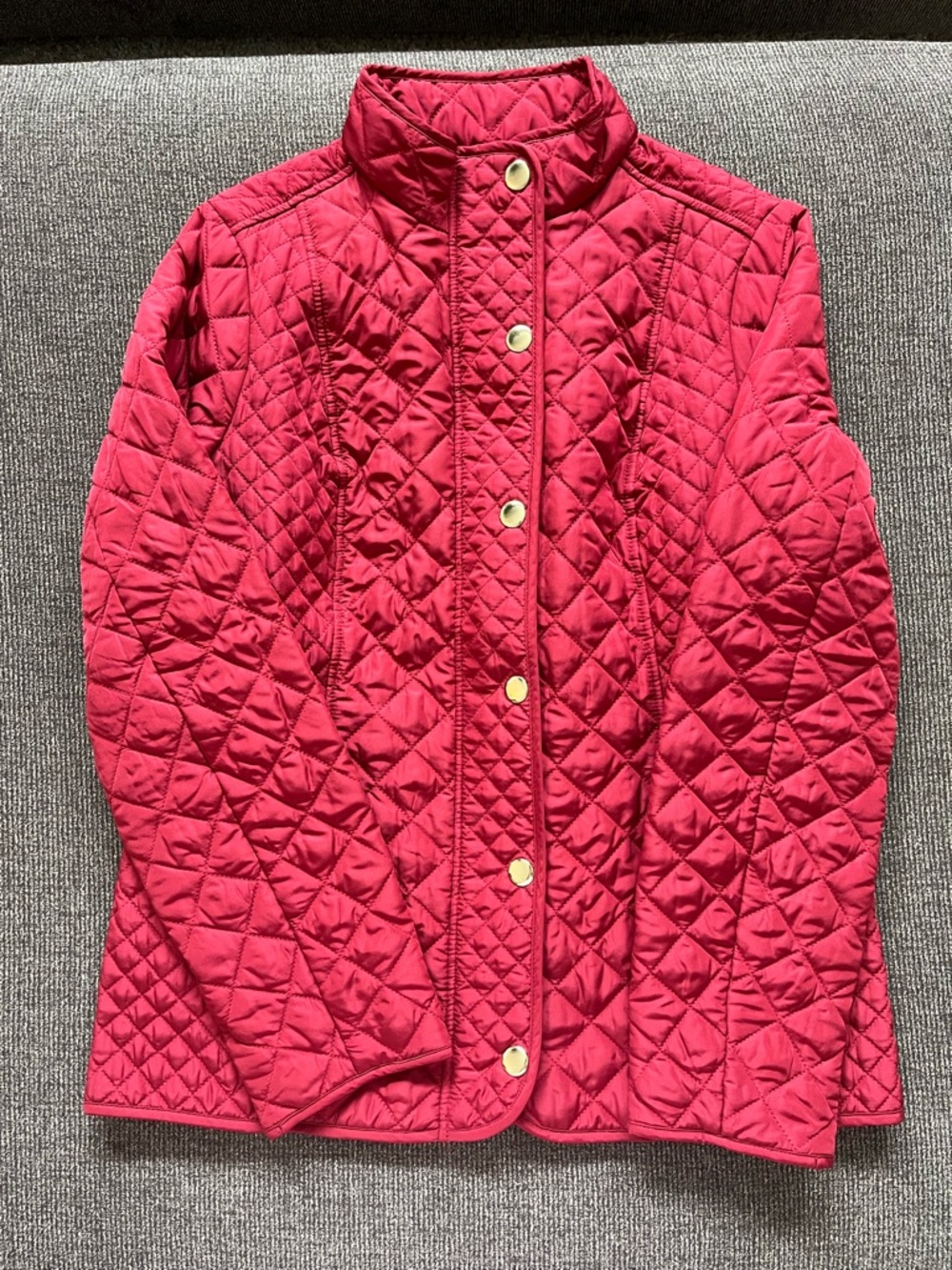 croft & barrow Quilted Red Puffer Jacket with Gold Snaps